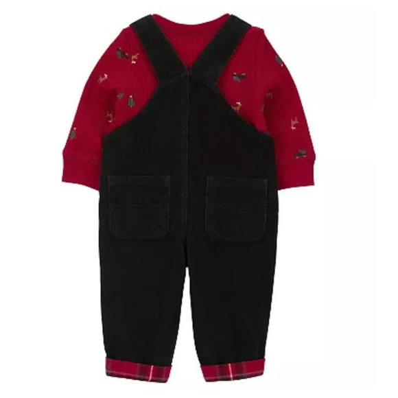 NWT Baby Boy Carter's 2-Piece Christmas print Top and Corduroy Overall Set 3M - Picture 4 of 4
